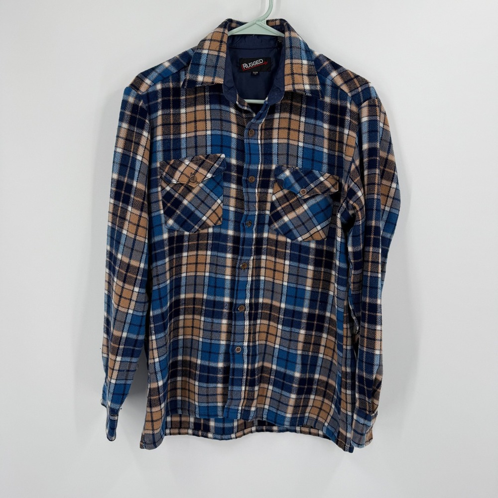 Rugged Tallman‎ Mens Flannel Shirt Medium Plaid Front Long Sleeve Chore Barn